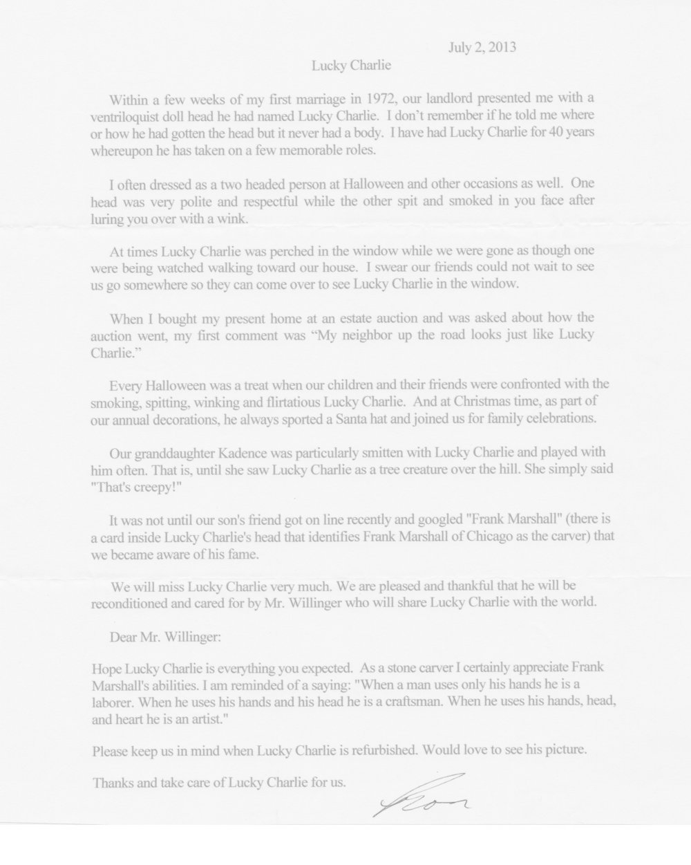 Ventriloquist Central |  Lucky Charlie a Rare Frank Marshall Figure